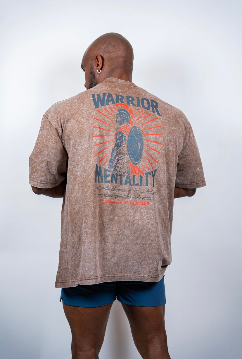 WARRIOR MENTALITY OVERSIZED TEE - HAZELNUT BROWN