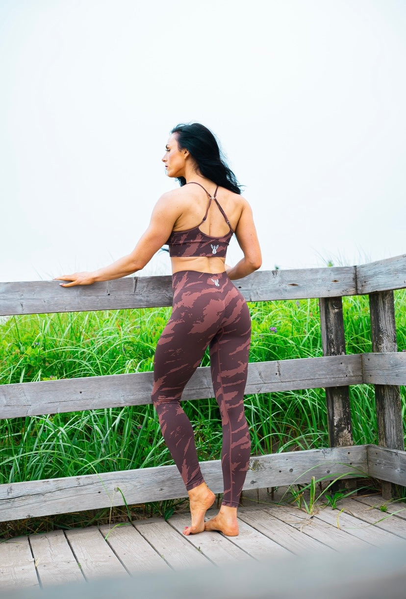 SAFARI SEAMLESS LEGGINGS - DARK CHESTNUT/CASHMERE