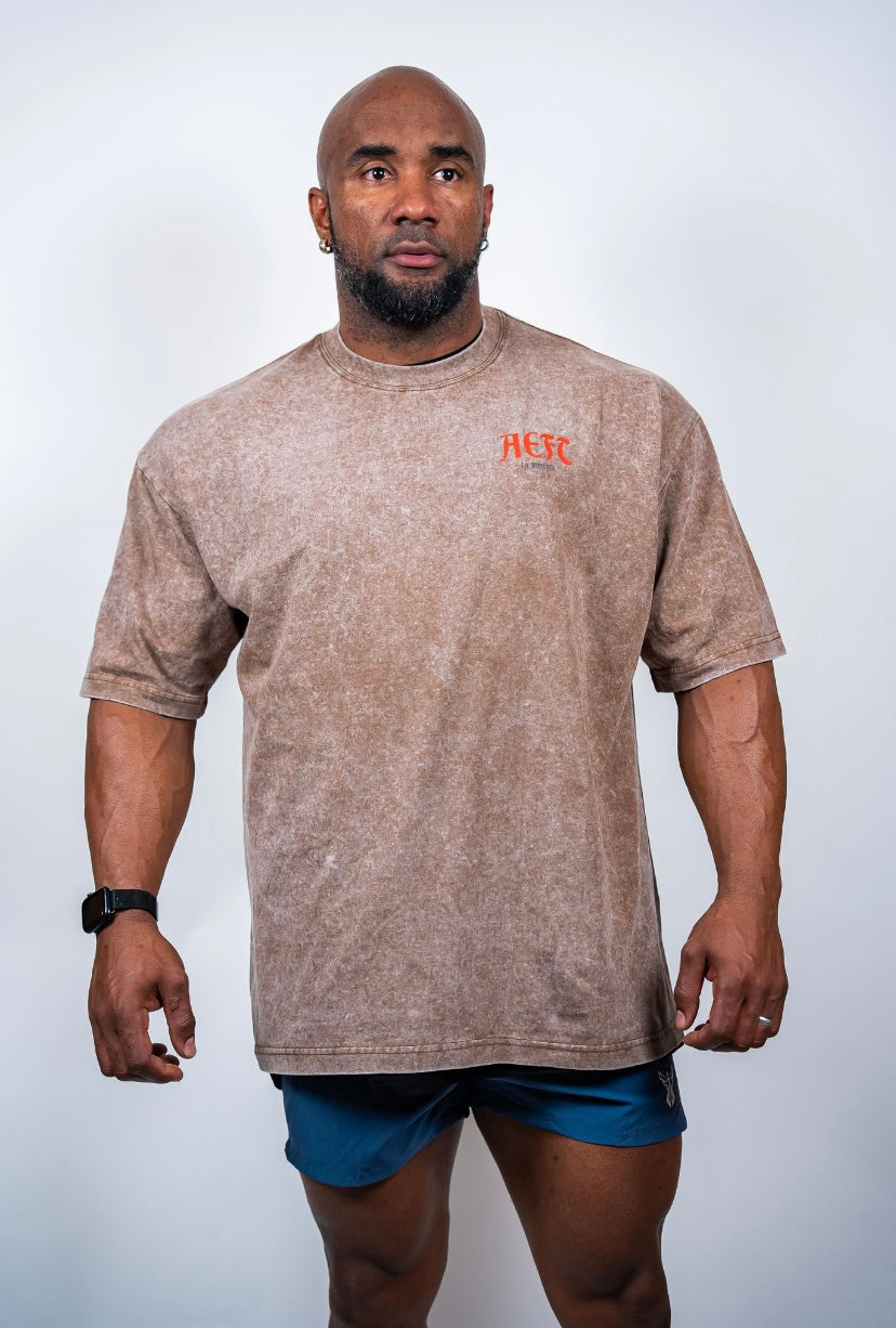 WARRIOR MENTALITY OVERSIZED TEE - HAZELNUT BROWN