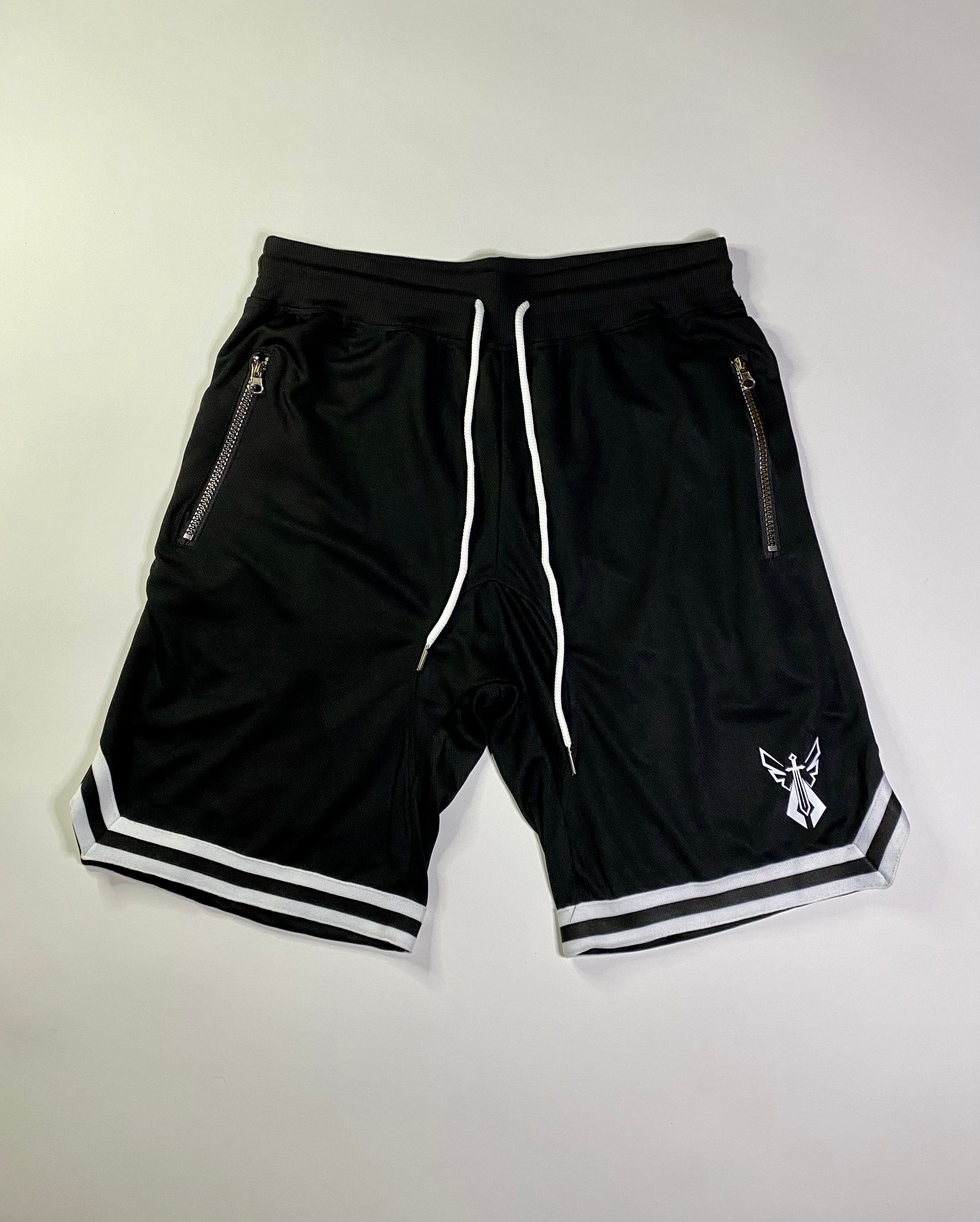Overlay Side Lace/ Mesh Shorts (Black & White), FUNFIT